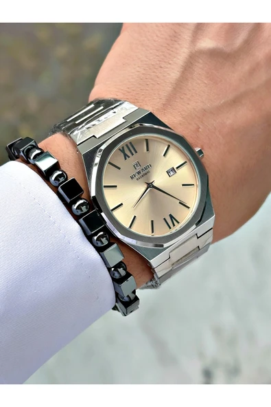 Reward Gümüş Renk Takvimli Sade Klasik Model Erkek Kol Saati + BİLEKLİK HEDİYELİ - Resim 4