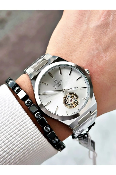 Reward Gümüş Renk Otomatik Kurmalı Çelik Kordon Erkek Kol Saati + BİLEKLİK - Resim 2