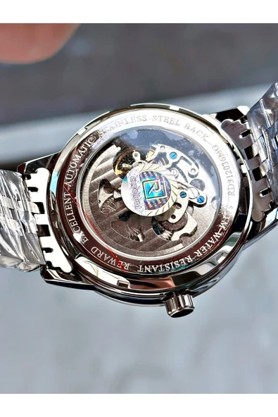 Reward Gümüş Renk Otomatik Mekanizma Roma Rakamlı Erkek Kol Saati + BİLEKLİK - Resim 4