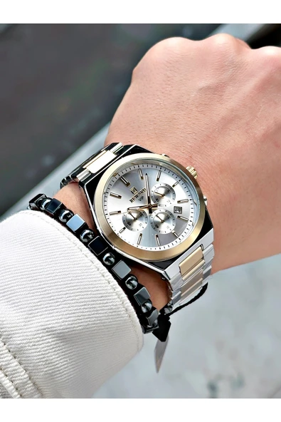 Reward Altın Gümüş Renk Fonksiyonlar Aktif Çelik Kordon Erkek Kol Saati + BİLEKLİK - Resim 2