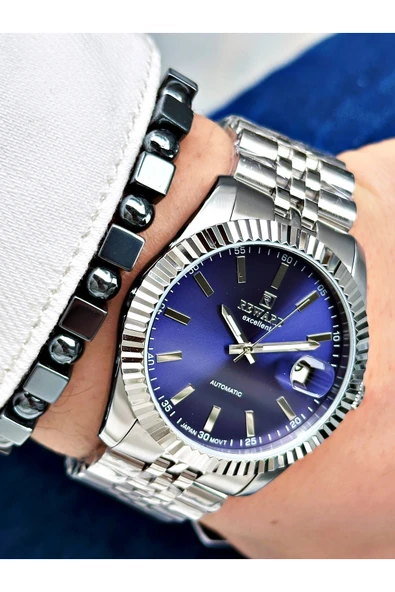 Reward Gümüş Renk Mekanizma Business Otomatik Erkek Kol Saati + BİLEKLİK - Resim 2