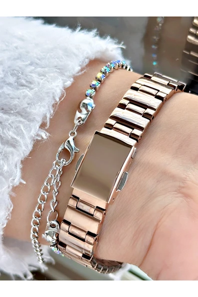 Ferrucci Rose Gold Renk Klasik Model  Çelik Kordon Kadın Kol Saati + BİLEKLİK - Resim 3