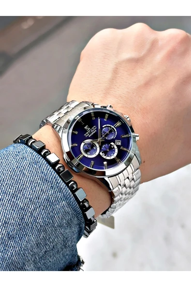 Reward Gümüş Renk Spor Garantili Çelik Kordon Erkek Kol Saati + BİLEKLİK - Resim 2