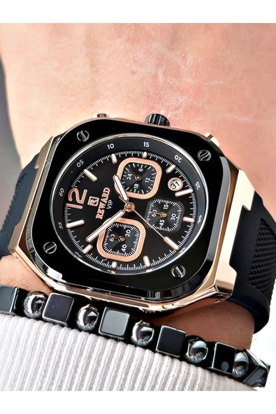 Reward Siyah Renk Kare Model Fonksiyonlu Silikon Spor Erkek Kol Saati + BİLEKLİK - Resim 2