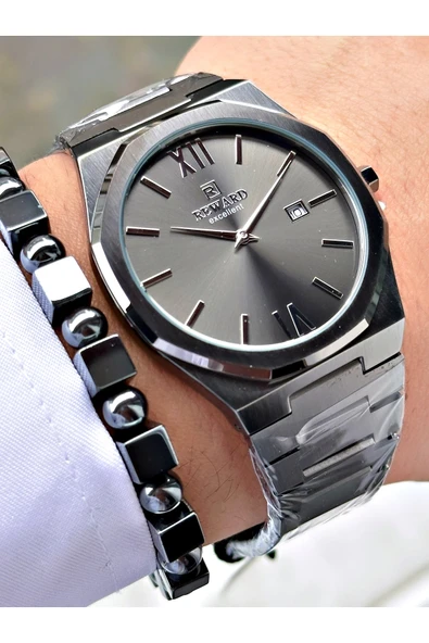 Reward Füme Renk Çift Takvimli Sade Klasik Model Erkek Kol Saati + BİLEKLİK HEDİYELİ - Resim 4