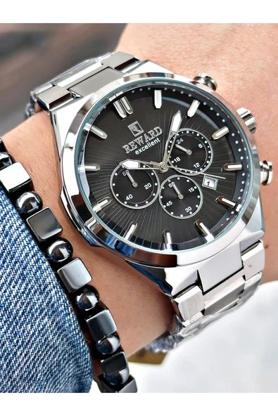 Reward Gümüş Renk Fonksiyonlar Aktif Erkek Kol Saati + BİLEKLİK - Resim 3