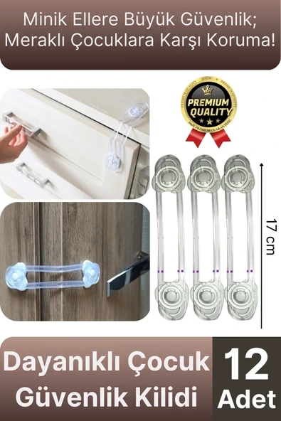 Yeni Ayarlanabilir Dolap Çekmece Kapağı Koruma Aparatı Çocuk Bebek Güvenlik Kilidi 12 Adet 17 Cm ürün görseli 1