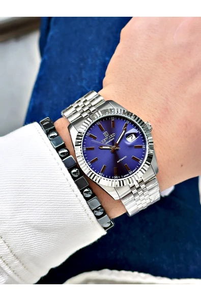 Reward Gümüş Renk Mekanizma Business Otomatik Erkek Kol Saati + BİLEKLİK - Resim 3