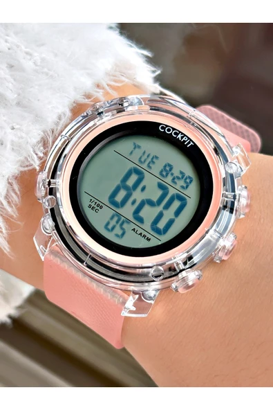 Cockpit Silikon Kordon 5 ATM Su Geçirmez Alarmlı Işıklı Kronometreli Dijital Kadın Kol Saati ürün görseli 1