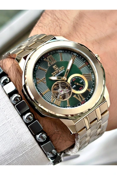 Reward Altın Renk Kasa Kordon Çelik  Mekanizma Erkek Kol Saati + BİLEKLİK - Resim 3