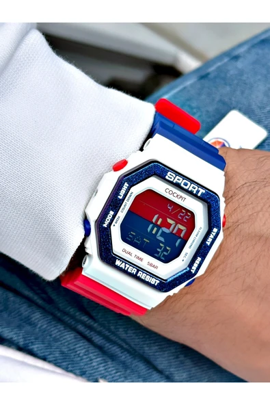 Cockpit Silikon Kordon 5 ATM Su Geçirmez Alarmlı Işıklı Kronometreli Dijital Erkek Kol Saati ürün görseli 1