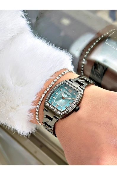 Ferrucci Füme Renk Zincir Model Çelik Kordon Kadın Kol Saati + BİLEKLİK HEDİYELİ - Resim 2