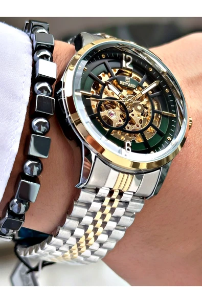 Reward Gümüş Altın Renk Business Otomatik Erkek Kol Saati + BİLEKLİK HEDİYELİ ürün görseli 1