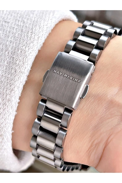 Navimarine Gümüş Renk Çelik Kordon Kadın Kol Saati Bileklik Hediyeli - Resim 3