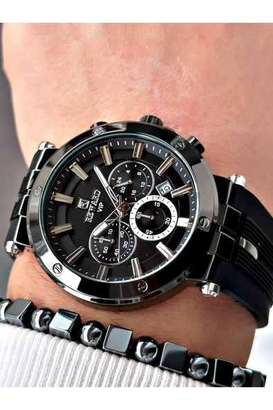 Reward Siyah Renk Spor Silikon Kordon Fonksiyonlu Garantili Erkek Kol Saati + BİLEKLİK - Resim 2