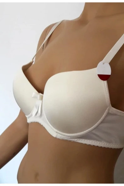 Kadın Beyaz Push Up Destekli Double Dolgulu Balenli Sütyen - Resim 2