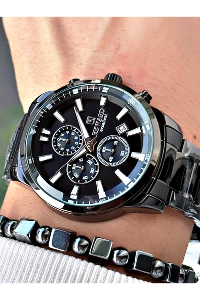 Reward Siyah Renk Fonksiyonlu Çelik Kordon Erkek Kol Saati + BİLEKLİK HEDİYELİ ürün görseli 1