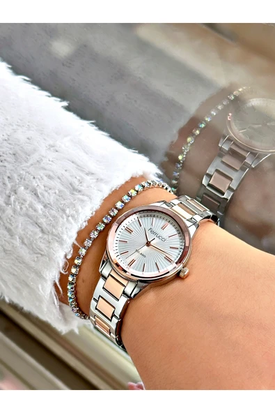 Ferrucci Rose Gümüş Renk Sade Model Klasik  Garantili Kadın Kol Saati + BİLEKLİK - Resim 2