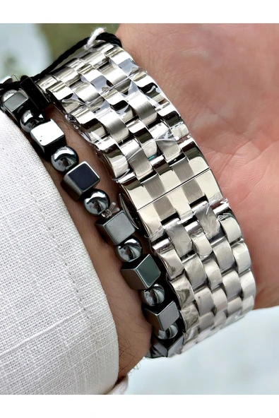 Reward Gümüş Renk Otomatik Business Çelik Kordon  Erkek Kol Saati + BİLEKLİK - Resim 4