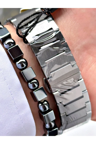 Reward Füme Renk Çift Takvimli Sade Klasik Model Erkek Kol Saati + BİLEKLİK HEDİYELİ - Resim 5