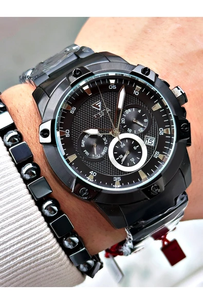 Fiesta Gümüş Renk Fonksiyonlu Çelik Makine Garantili Erkek Kol Saati + BİLEKLİK - Resim 3