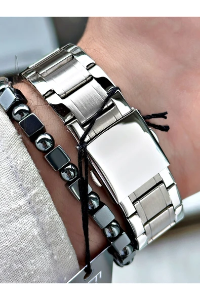 Ferrucci Gümüş Renk Fonksiyonlar Aktif Çelik Kordon  Erkek Kol Saati + BİLEKLİK HEDİYELİ - Resim 5
