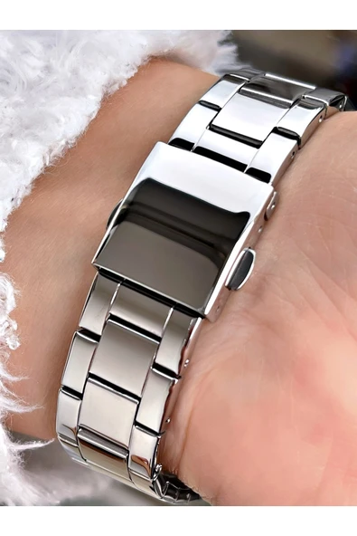 Ferrucci Gümüş Renk Taşlı Kasa Çelik Kordon Kadın Kol Saati Bileklik Hediyeli - Resim 3