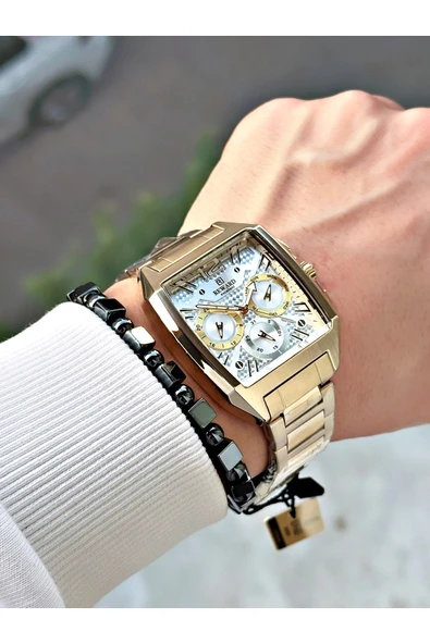 Reward Altın Renk Kare Model Fonksiyonlu Çelik Kordon Erkek Kol Saati + BİLEKLİK HEDİYELİ - Resim 2