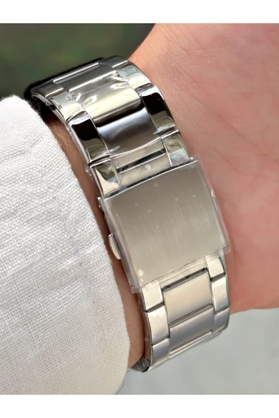 Ferrucci Gümüş Renk Renkli Cam Fonksiyonlar Aktif Çelik Kordon Erkek Kol Saati + BİLEKLİK HEDİYELİ - Resim 4