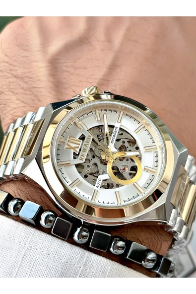 Reward Gümüş Renk Lüx Mekanizma Çelik Kordon Erkek Kol Saati + BİLEKLİK HEDİYELİ - Resim 2