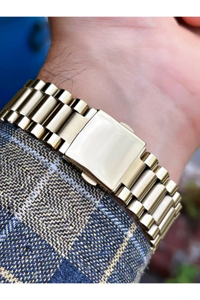 Ferrucci Altın Renk Roma Rakamlı Klasik Metal Erkek Kol Saati + Hematit Doğaltaş Bileklik Hediyeli - Resim 4