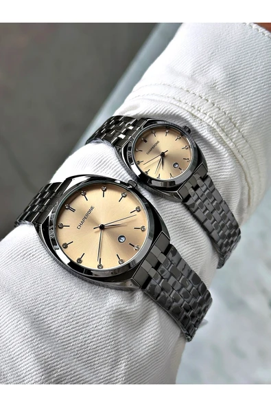 Chaperone Füme Renk Bay Çift Sevgili Kol Saati Orijinal Garantili + BİLEKLİK By REWARD - Resim 4