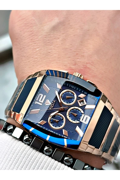 Fiesta Lacivert Renk Kare Aynalı Model Çelik Business Erkek Kol Saati + BİLEKLİK ürün görseli 1