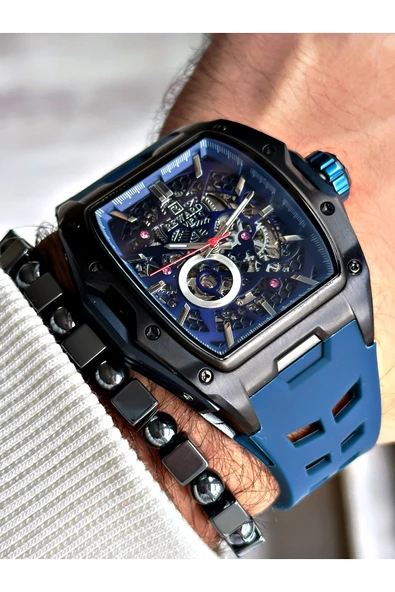 Reward Siyah Renk Çelik Kasa Otomatik Spor Silikon Business Erkek Kol Saati + BİLEKLİK ürün görseli 1