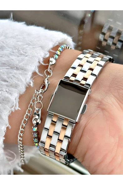 Ferrucci Altın Rose Gold Renk Kare Sade Model Büyük Kasa Kadın Kol Saati + BİLEKLİK - Resim 3