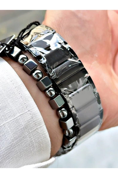 Reward Siyah Renk Büyük Kasa Çelik Kordon  Erkek Kol Saati + BİLEKLİK - Resim 5