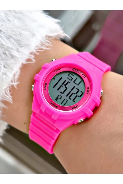 Cockpit Silikon Kordon 5 ATM Su Geçirmez Alarmlı Işıklı Kronometreli Dijital Kadın Kol Saati ürün görseli 1