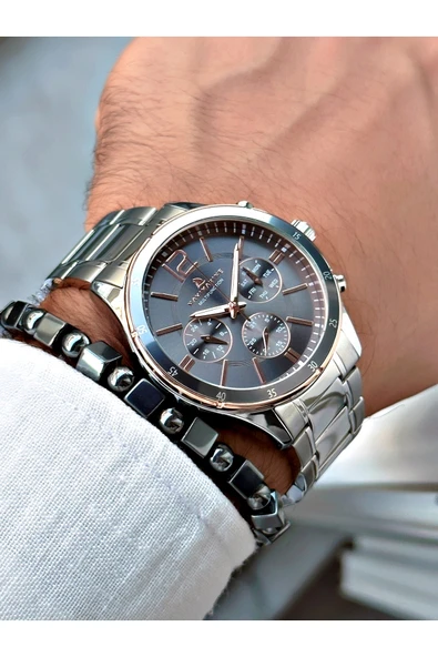 Navimarine Gümüş Renk Çelik Kordon Fonksiyonlu Erkek Kol Saati + BİLEKLİK HEDİYELİ - Resim 2