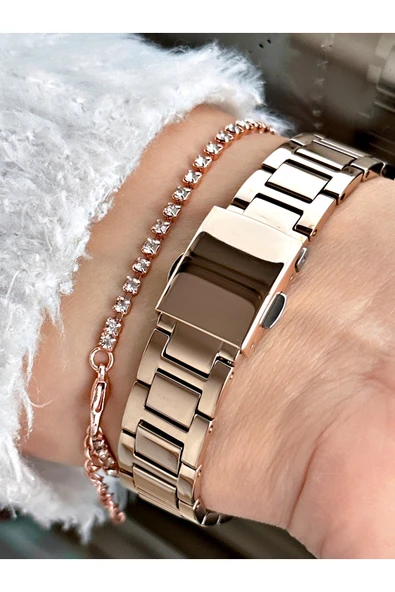 Ferrucci Rose Gold Renk Roma Rakamlı Model Çelik Kordon Kadın Kol Saati + BİLEKLİK HEDİYELİ - Resim 3