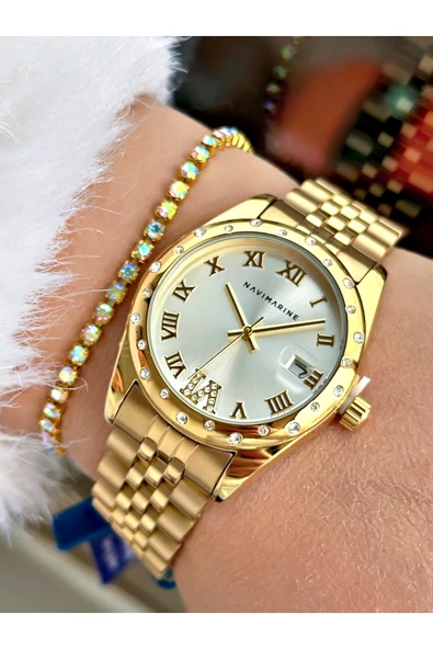 Navimarine Gümüş Renk Çelik Kordon Kadın Kol Saati + Bileklik Hediyeli ürün görseli 1