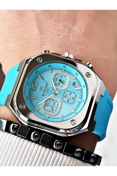 Reward Mavi Renk Kare Model Fonksiyonlu Silikon Spor Erkek Kol Saati + BİLEKLİK - Resim 2