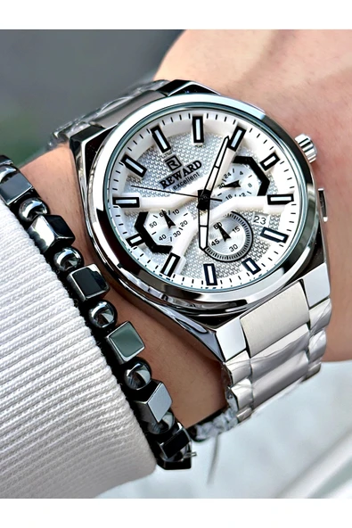 Reward Gümüş Renk Fonksiyonlar Aktif Çelik Kordon Erkek Kol Saati + BİLEKLİK HEDİYELİ - Resim 3