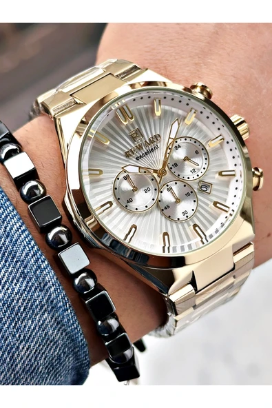 Reward Altın Renk Fonksiyonlar Aktif Erkek Kol Saati + BİLEKLİK - Resim 3