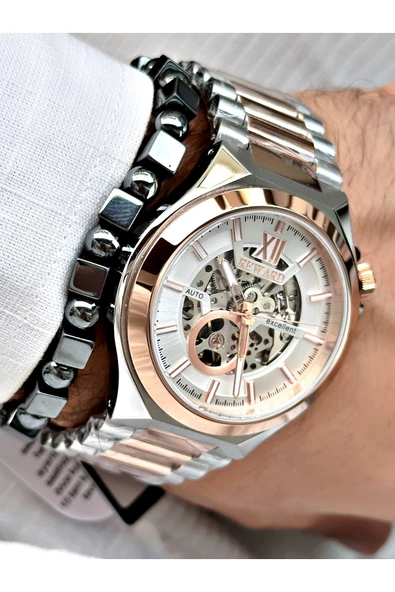 Reward Rose Gümüş Renk Çelik Kasa kordon  Mekanizma Lüx Erkek Kol Saati + BİLEKLİK ürün görseli 1