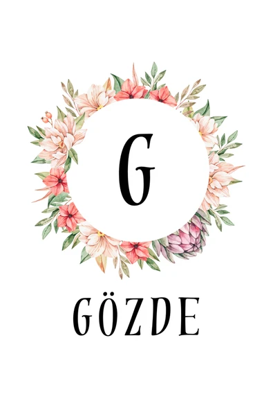 Baş Harf Çiçek Çerçeve Kupa Bardak Kişiye Özel Baskılı Hediye Bardak Mug Kahve Bardağı - Resim 3