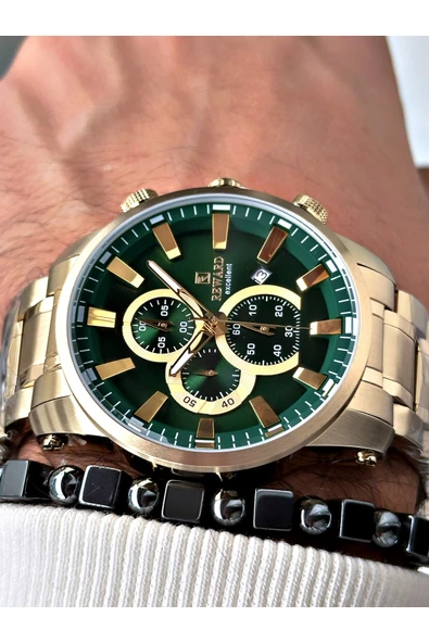 Reward Altın Renk Çelik Kordon Business Kasa Kordon Çelik Erkek Kol Saati + BİLEKLİK - Resim 3