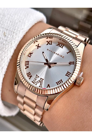 Navimarine Rosegold Renk Çelik Kordon Kadın Kol Saati Bileklik Hediyeli ürün görseli 1