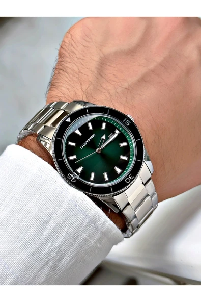 Chaperone Gümüş Renk Sade Klasik Model Çelik Kordon Erkek Kol Saati + BİLEKLİK - Resim 2