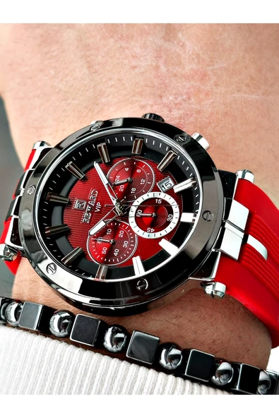 Reward Kırmızı Renk Spor Silikon Kordon Fonksiyonlu Garantili Erkek Kol Saati + BİLEKLİK - Resim 2