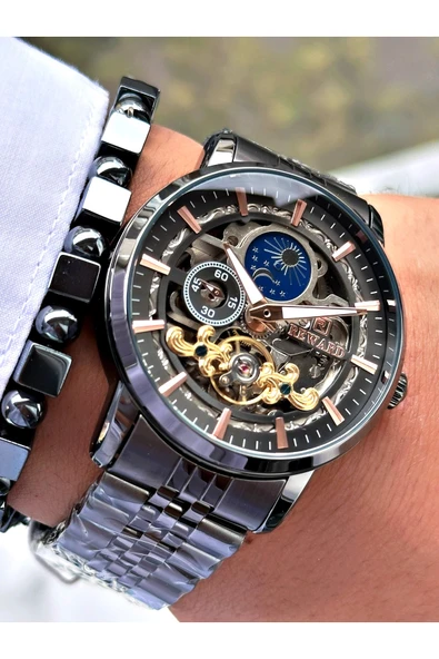 Reward Füme Renk Business Otomatik Orjinal Çelik Kordon Erkek Kol Saati + BİLEKLİK HEDİYELİ ürün görseli 1